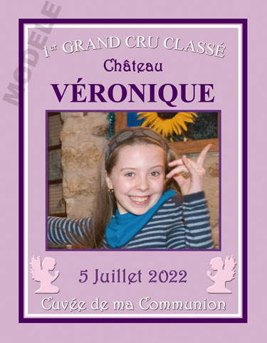 étiquette personnalisée de communion pour bouteille de vin vcom 18