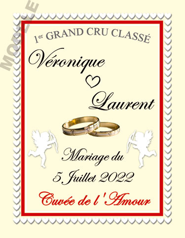 étiquette mariage pour bouteille de vin vmar 33