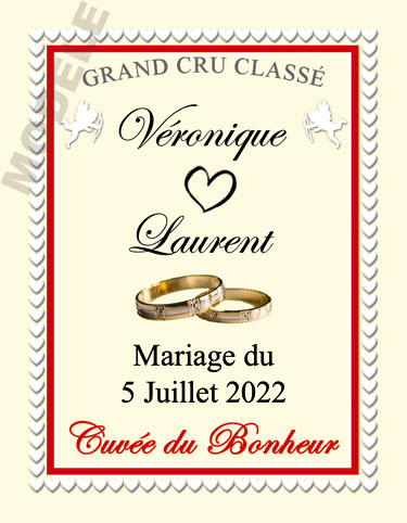 étiquette mariage pour bouteille de vin vmar 34