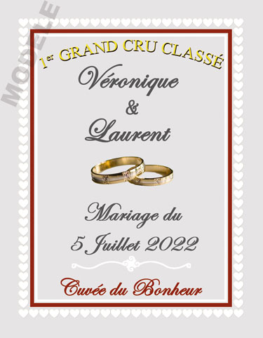 étiquette mariage pour bouteille de vin vmar 42