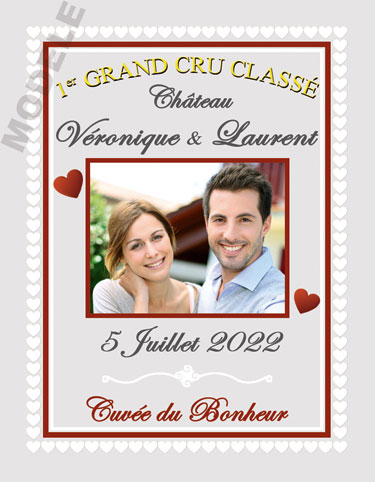 étiquette mariage pour bouteille de vin vmar 43