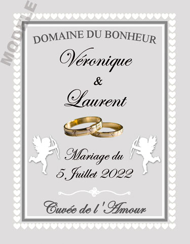 étiquette mariage pour bouteille de vin vmar 44