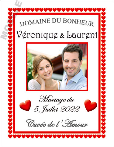 étiquette mariage pour bouteille de vin vmar 47