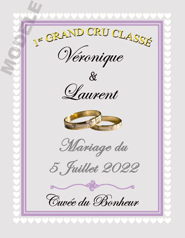 étiquette mariage pour bouteille de vin vmar 51