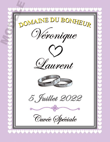 étiquette mariage pour bouteille de vin vmar 52