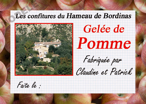 étiquette personnalisée pour confiture de pomme pom 03