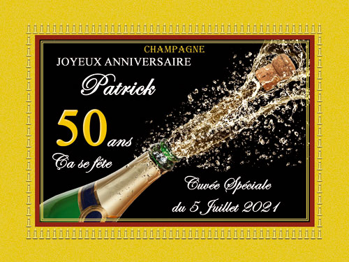 Étiquettes de champagne personnalisées pour anniversaire